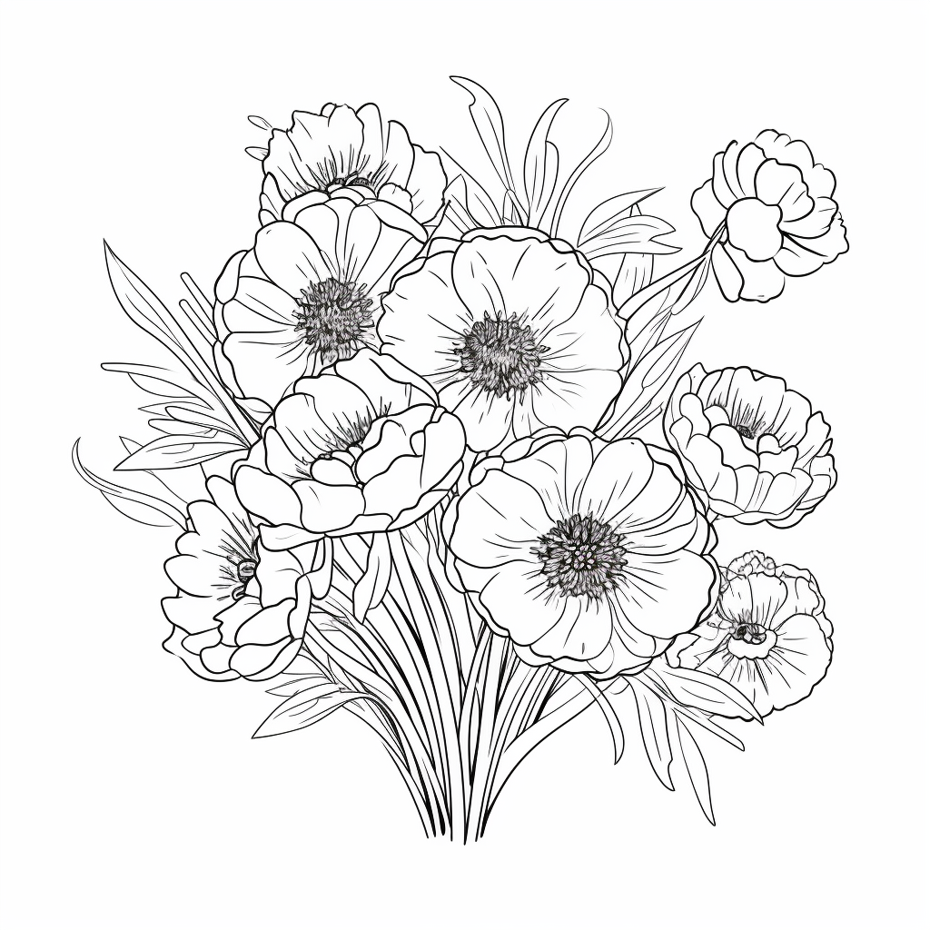 Bouquet flowers coloring page