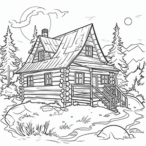 Cabin coloring page – Coloring corner