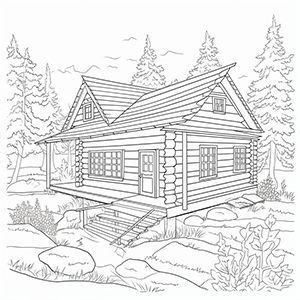 Cabin coloring page – Coloring corner