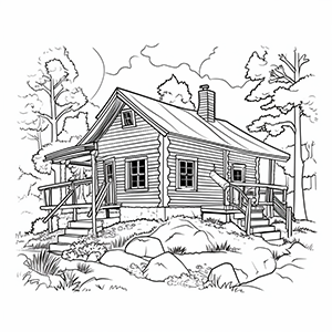 Cabin coloring page – Coloring corner