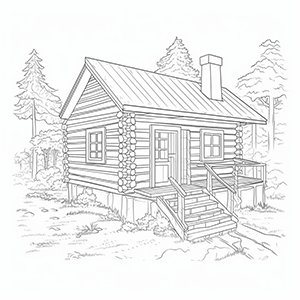 Cabin coloring page – Coloring corner