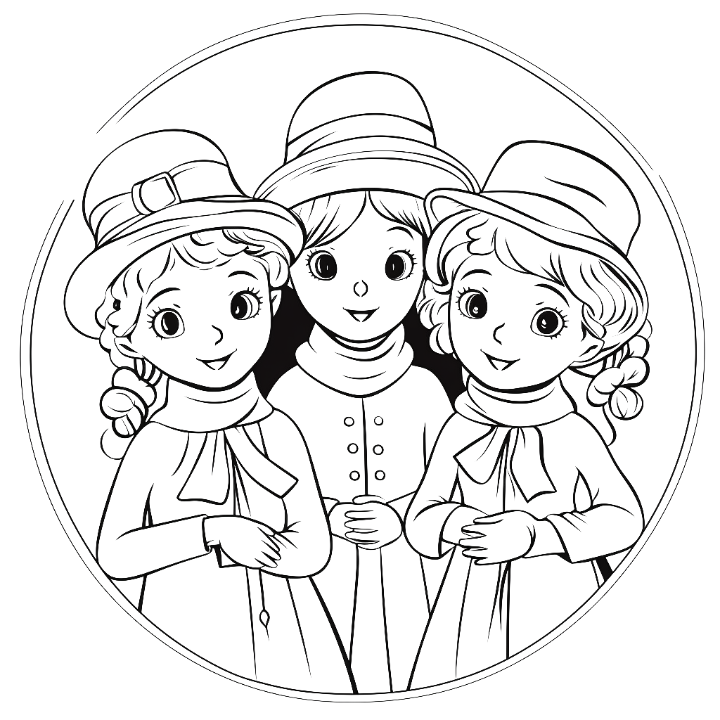 Carolers coloring page