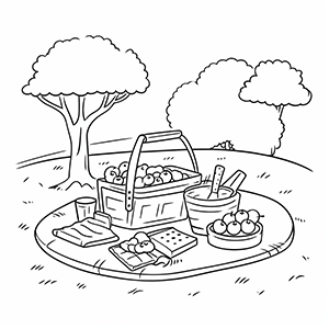 Picnic coloring pages – Coloring corner