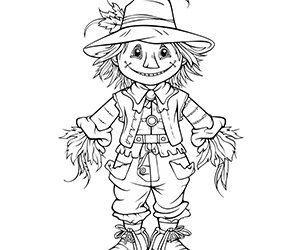 Rustic Scarecrow and Autumn Leaves