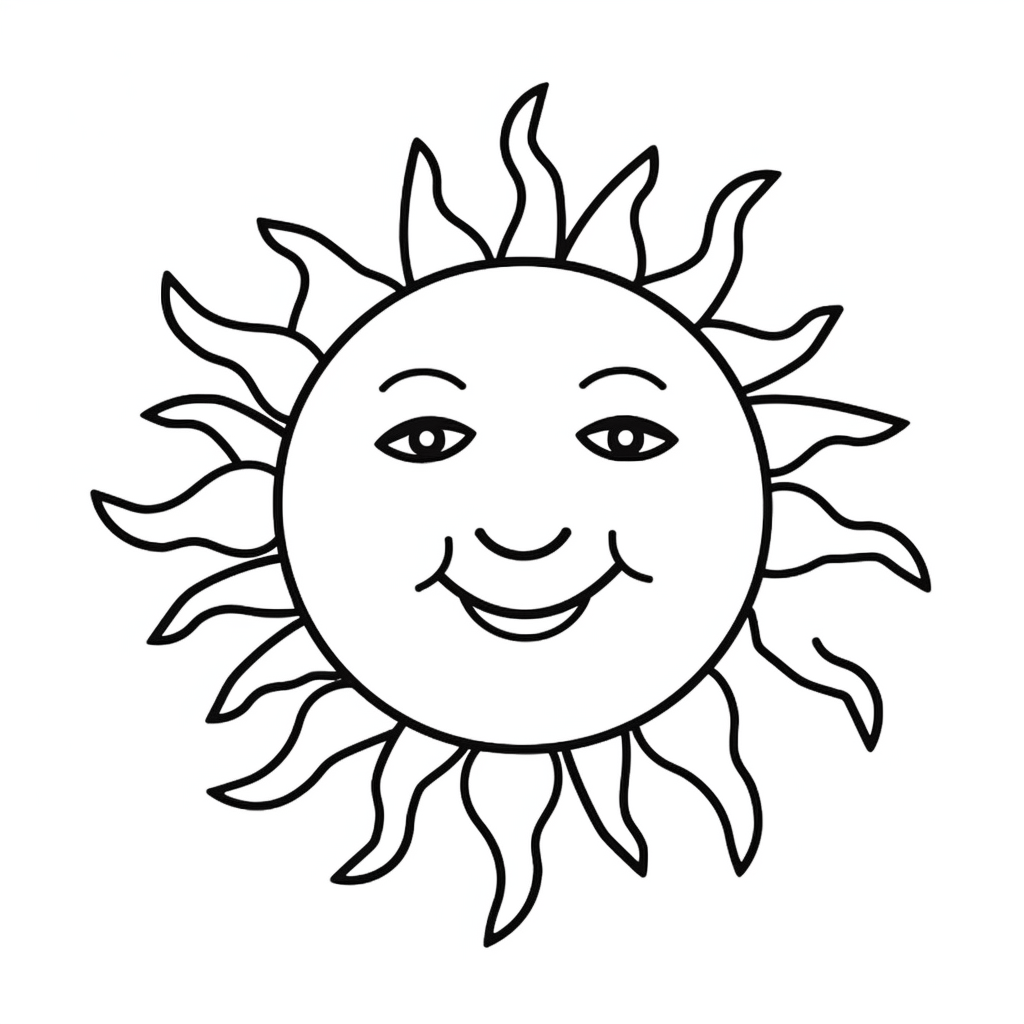 Sun coloring page – Coloring corner