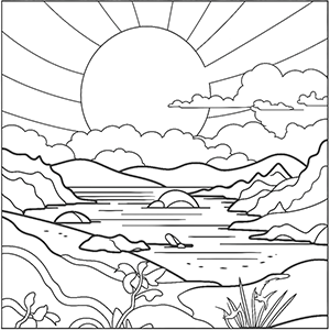 Free Sunset coloring pages – Coloring corner