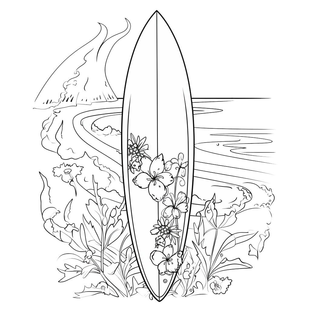 Surfboard coloring page – Coloring corner