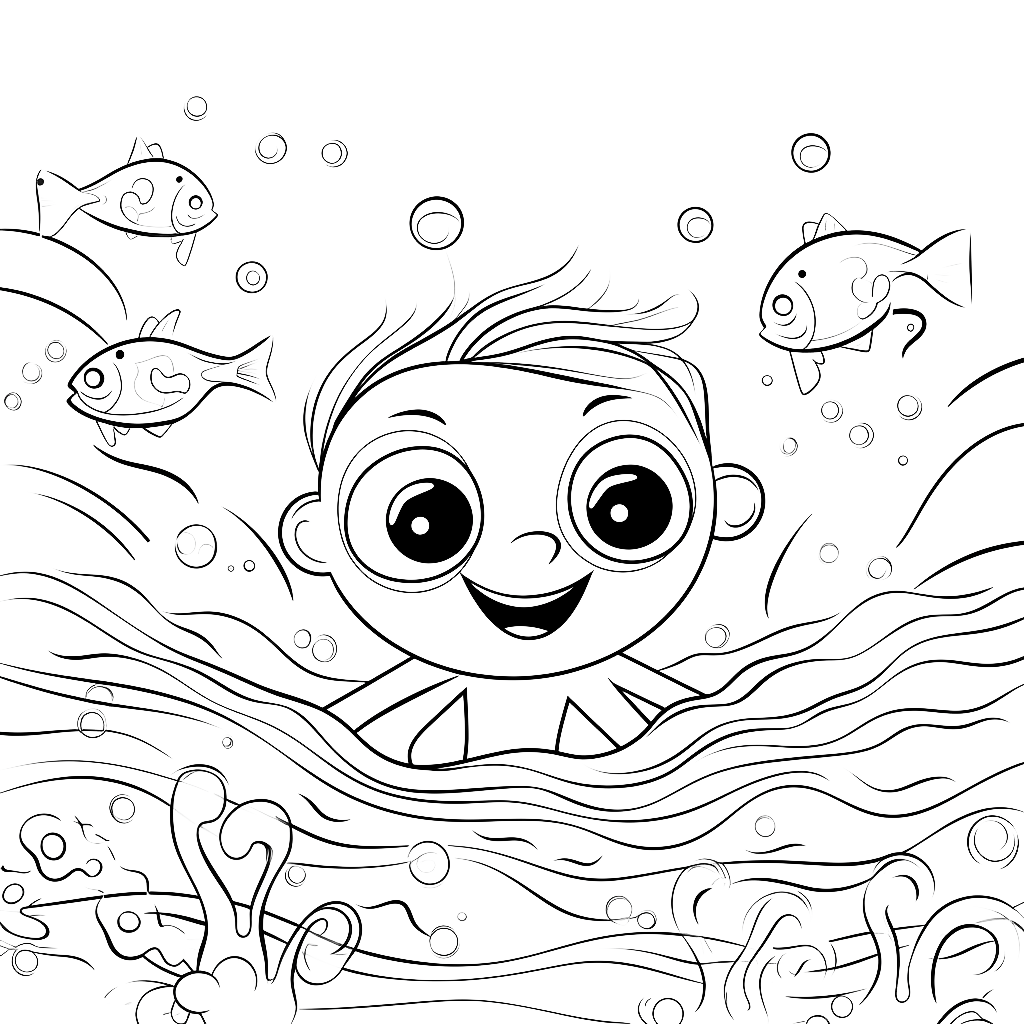 Swimming coloring page