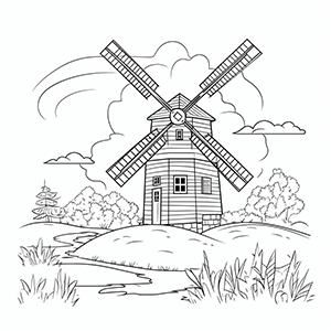 Whirling Wooden Windmill