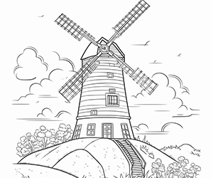 Picturesque Country Windmill