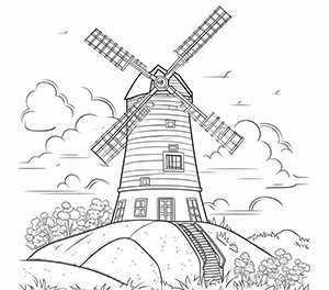 Picturesque Country Windmill