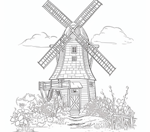 Vintage Wooden Windmill