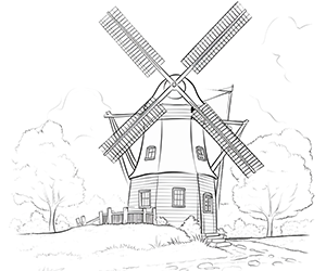 Classic Windmill Scene
