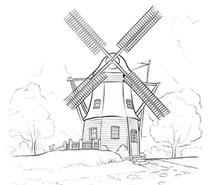 Classic Windmill Scene