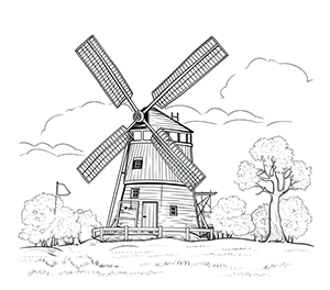 Nostalgic Sunset Windmill