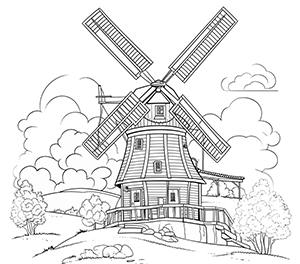 Magical Windmill Landscape