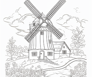 Serene Meadow Windmill