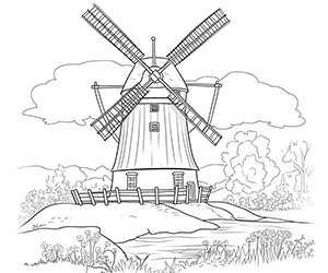 Peaceful Hillside Windmill
