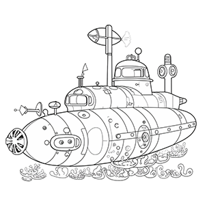 Submarine coloring page – Coloring corner