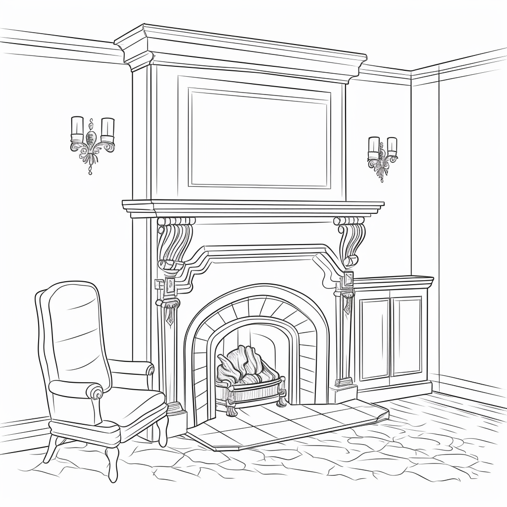 Fireplace coloring page