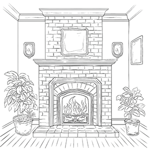 Fireplace coloring page – Coloring corner