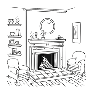 Fireplace coloring page – Coloring corner