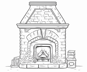 Lodge-Style River Stone Fireplace