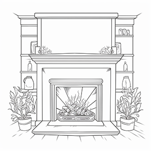 Fireplace coloring page – Coloring corner