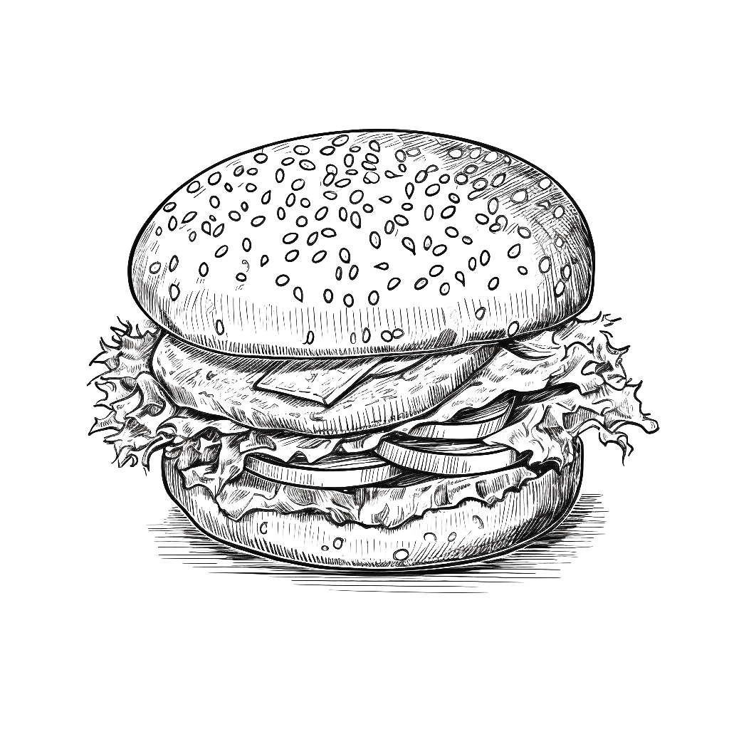 Hamburger coloring page – Coloring corner