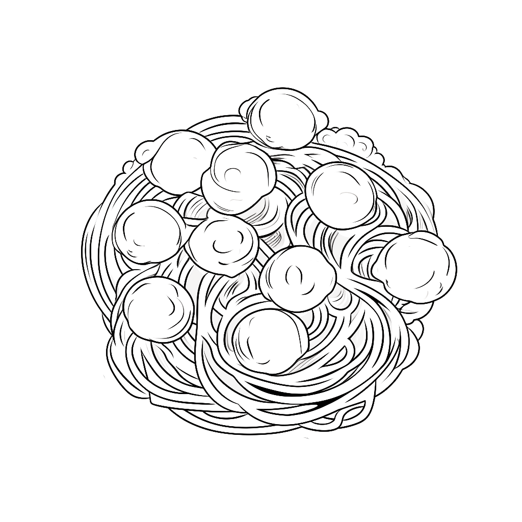Spaghetti and Meatballs coloring page